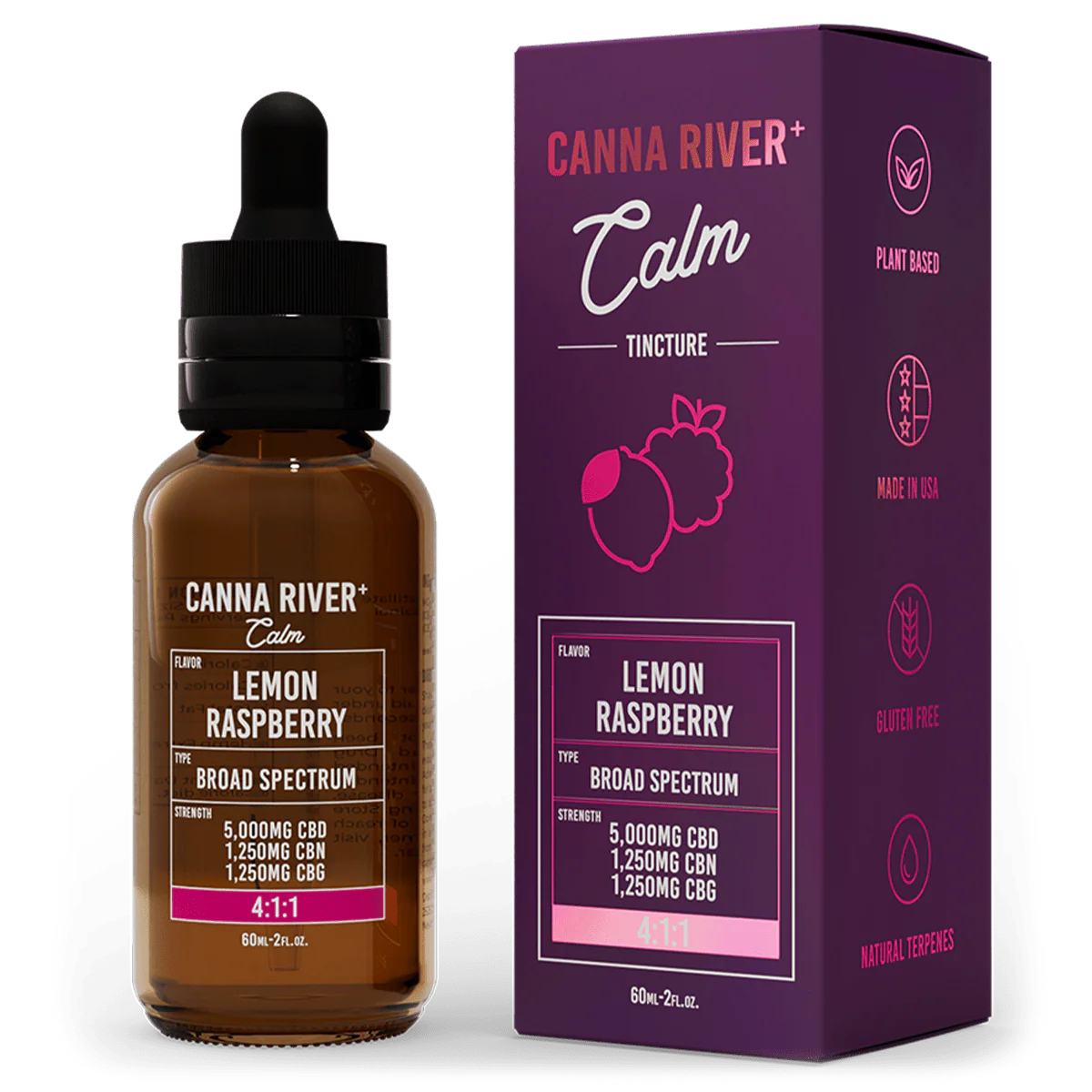 calmlemonraspberry Canna River CBD/CBN/CBG Calm Tincture - Image 1